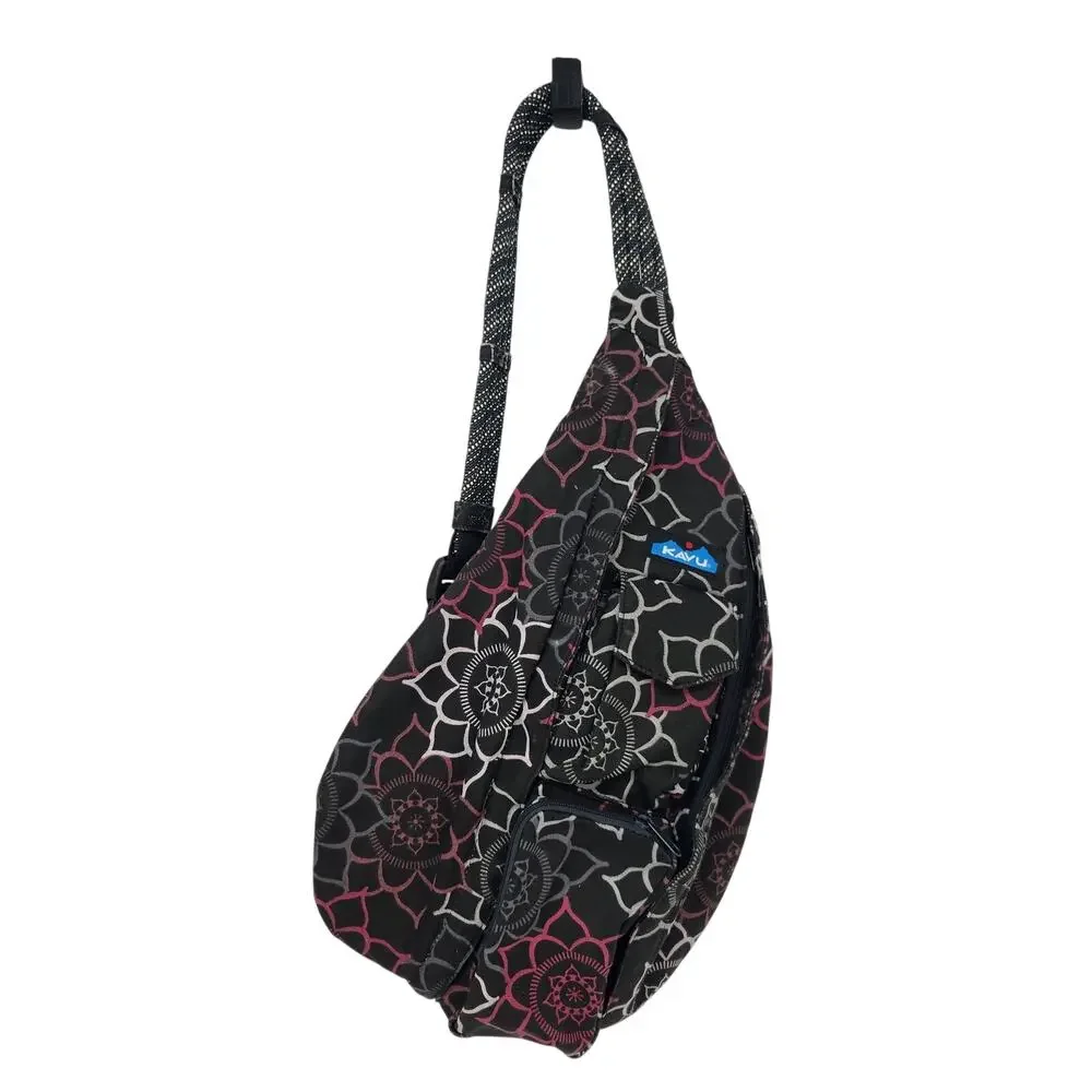 Kavu Black & Pink Rope Medallion Crossbody Doily Dream Sling Backpack Women's OS